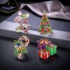 Wholesale Christmas brooch with rhinestones and oil-drop alloy, high-grade brooch.