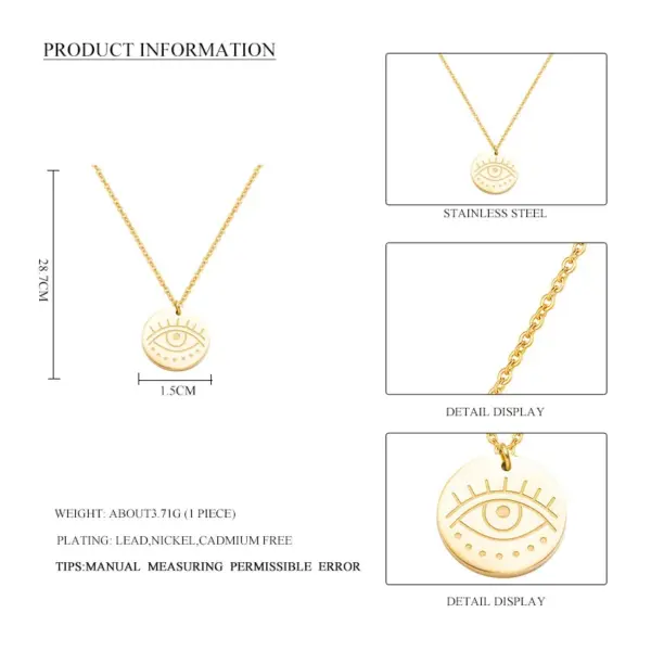 PVD Coated 14K Gold Real Gold Plated Geometric 304 Stainless Steel Waterproof Non Tarnish 304 Stainless Steel Pendant Necklace