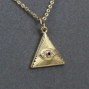 Wholesale Devil's Eye Blue Eye Pendant Copper Inlaid Zircon Gold-plated Necklace
