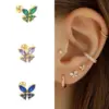 1 Piece 925 Sterling Sier Zircon Geometric Butterfly Ear Studs