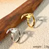 Wholesale PVD Coated Real Gold Plated 18K Gold Star Moon 304 Stainless Steel Casual Retro Waterproof Non Tarnish Open Rings