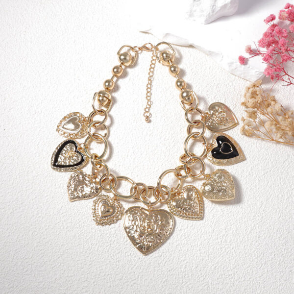 Wholesale Za Cross-Border Personalized Retro Trendy High-End Design Chain Alloy Various Heart Pendants Casual Women's Necklace
