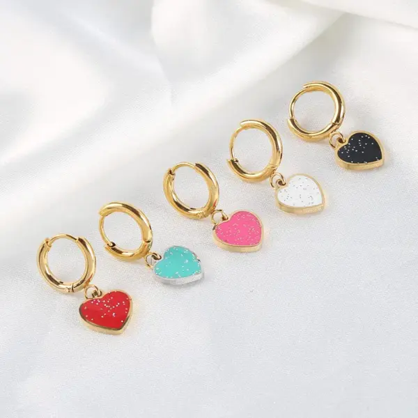 Wholesale 1 Piece Fashion Heart Shape Stainless Steel Plating Earrings