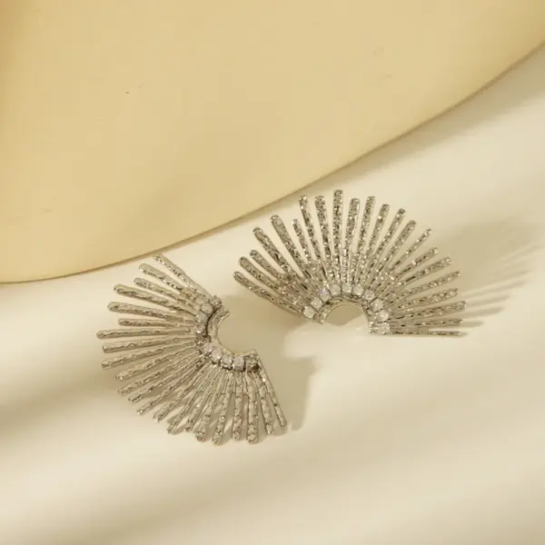 Wholesale Jewelry Retro Luxurious Classic Style Sun 304 Stainless Steel Zircon 18K Gold Plated Plating Inlay Earrings Necklace