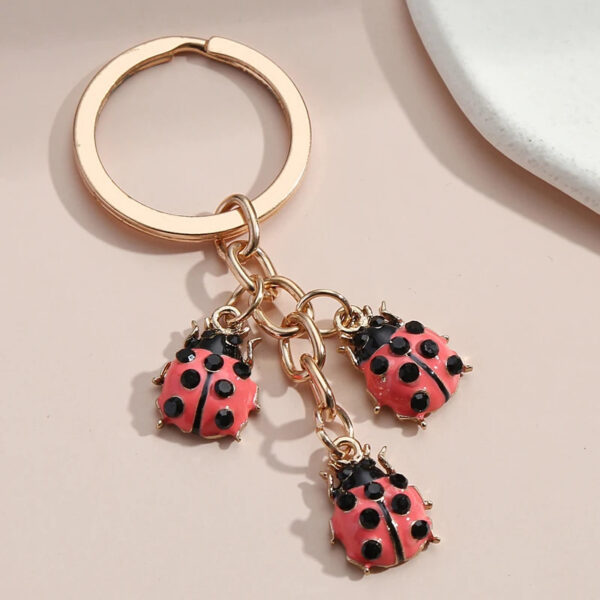oly-d9d7388427709fa7f70474e14ed6eafc Wholesale Cartoon Insect Keychain Creative Oil Dripping Coccinella septempunctata Keychain Bag Pendant Cute Key Chain