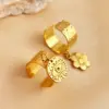 Wholesale PVD Coated Real Gold Plated 18K Gold Eye Solid Color Flower 304 Stainless Steel Tropical Simple Style Waterproof Non Tarnish Charm Rings
