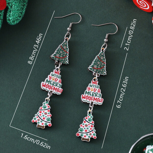 Wholesale Christmas Triple Wooden Double-Sided Earrings