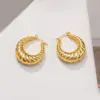 Wholesale 1 Pair Original Design Solid Color Spiral Stripe Plating Titanium Steel Hoop Earrings