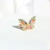 Retro Butterfly Copper Open Ring Plating Zircon Copper Rings