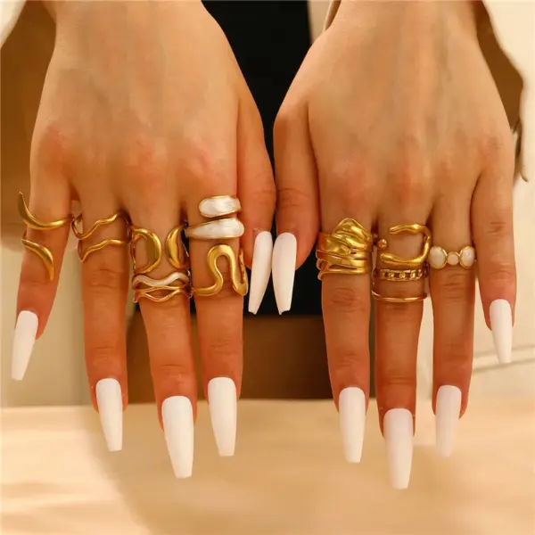 304 Stainless Steel Geometric Animal Flower Long-Lasting Plated Ion Plating (IP) K Gold Plated Silver Plated IG Style Plating Hollow Out Inlay Open Rings