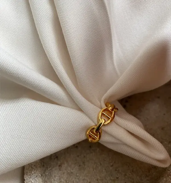 304 Stainless Steel Solid Color PVD Coated 18K Real Gold Plated Simple Style Classic Style Waterproof Non Tarnish Hollow Out Open Rings