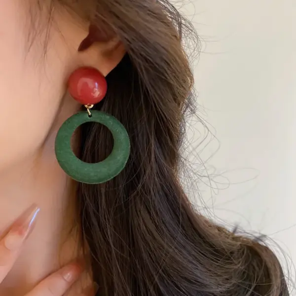 1 Pair Retro Bear Heart Shape Bow Knot Enamel Alloy Artificial Pearls Rhinestones Cat's Eye Stone Earrings