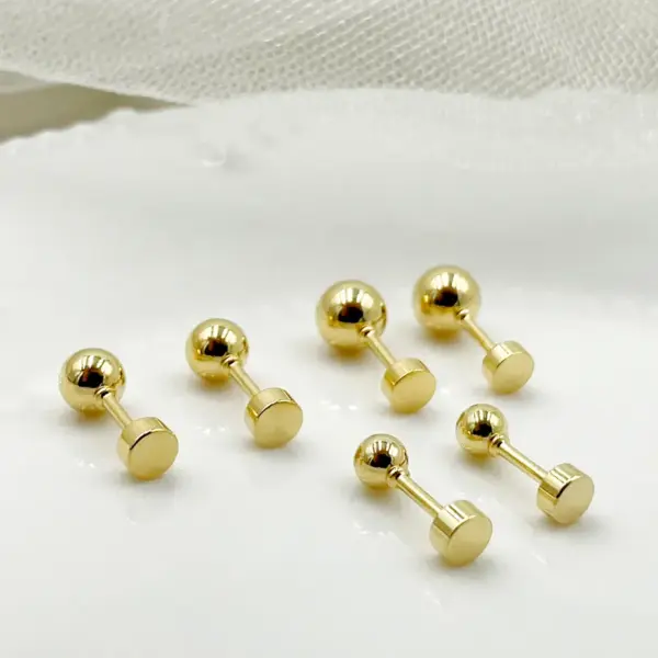 Wholesale PVD Coated Real Gold Plated 14K Gold Round Solid Color 304 Stainless Steel Simple Style Waterproof Non Tarnish Ear Studs