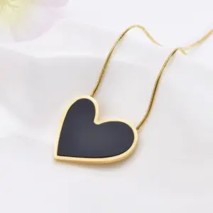 Wholesale Simple Style Heart Shape Titanium Steel Plating Inlay Shell Drop Earrings 1 Pair