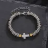 Wholesale St Benedict And Madonna Pendant Stainless Steel Bracelet With Gold Beads Unisex Casual Everyday Wear Cross Heart Religious Jewelry