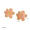 Wholesale Real Gold Plated Flower 304 Stainless Steel Glam Romantic Waterproof Non Tarnish Ear Studs