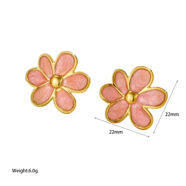 Wholesale Real Gold Plated Flower 304 Stainless Steel Glam Romantic Waterproof Non Tarnish Ear Studs