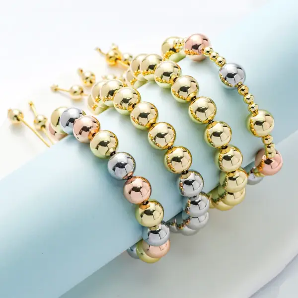 Wholesale Jewelry Simple Style Round Copper Drawstring Bracelets Ball Chain