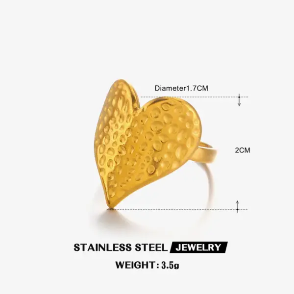 Wholesale Ion Plating (IP) 18K Gold Plated Heart Shape 304 Stainless Steel Simple Style IG Style Waterproof Non Tarnish Open Rings