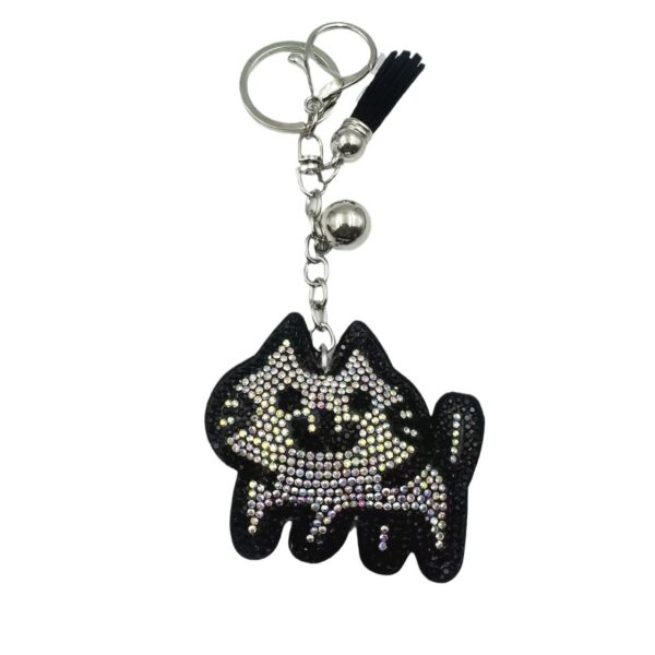 Wholesale New cute cartoon cat diamond keychain rhinestone cat bag tassel pendant creative gifts wholesale in stock
