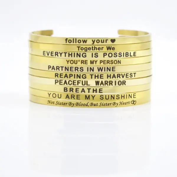 Simple Style Letter Stainless Steel Bangle In Bulk