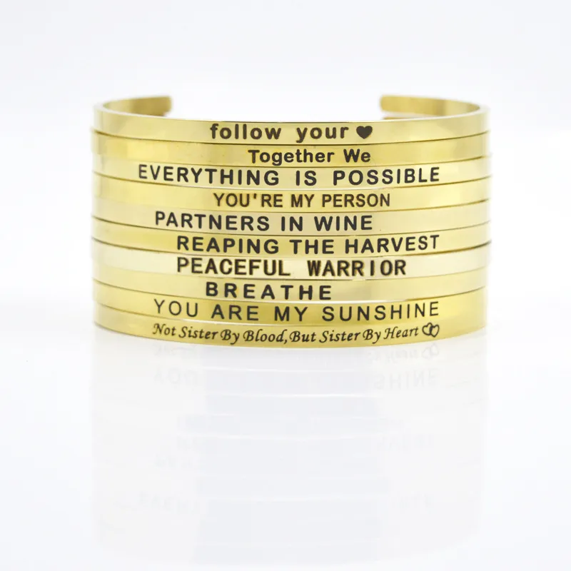 Wholesale Simple Style Letter Stainless Steel Bangle In Bulk