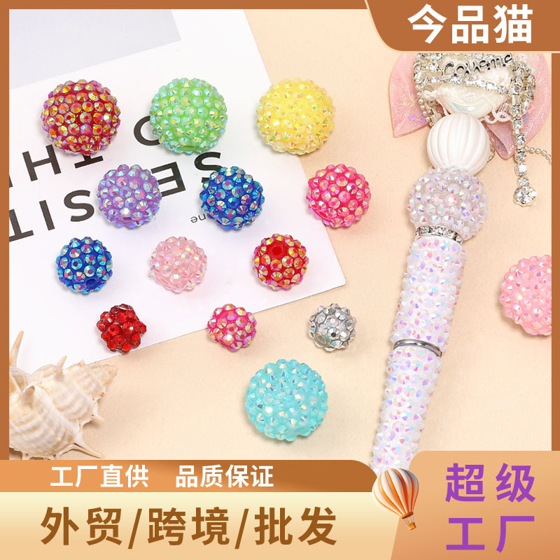 Wholesale Colored diamond studded bead