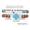 Wholesale European and American Cross-border Couple Bracelet Men's Fashion Trend Turquoise Cross Bracelet Wooden Beads Porcelain Jade Beaded Bracelet for Men