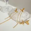 Wholesale PVD Coated Real Gold Plated 18K Gold 304 Stainless Steel Simple Style Classic Style Waterproof Non Tarnish Drop Earrings Ear Studs