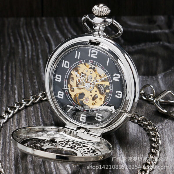 Wholesale Factory Supply Fashion Hollow Window Flower Manual Mechanical Pocket Watch Roman Literal Men's Gift Watch Foreign Trade Hot Sale