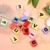 Wholesale 13mm solid color letter beads, loose beads, large hole acrylic square beads, DIY mobile phone chain, keychain beading material
