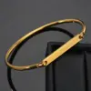 Wholesale PVD Coated Real Gold Plated 18K Customization Laser Engraving Solid Color 304 Stainless Steel Simple Style Waterproof Non Tarnish Bangle