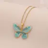 Wholesale Ion Plating (IP) Real Gold Plated Heart Shape Butterfly 304 Stainless Steel Elegant Cute Romantic Waterproof Non Tarnish 304 Stainless Steel Lobster Trigger Clasp Closure Pendant Necklace Necklace