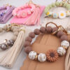 Wholesale Cross-border Amazon Daisy Beads Bracelet Multi-layer Card Bag Zipper Coin Purse Silicone Beads Bracelet Keychain