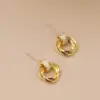 Wholesale Copper Geometric Round Zircon 14K Gold Plated Vintage Style Simple Style Gold Ear Studs
