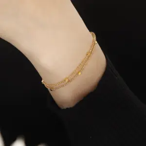 【XKB2258】Double Layer Beaded Cube Bracelet / Gold