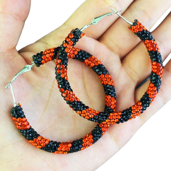 Wholesale Halloween color-blocked rhinestone hoop earrings