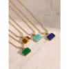 Wholesale PVD Coated Real Gold Plated Rectangle 304 Stainless Steel Simple Style Classic Style Waterproof Non Tarnish 304 Stainless Steel Pendant Necklace