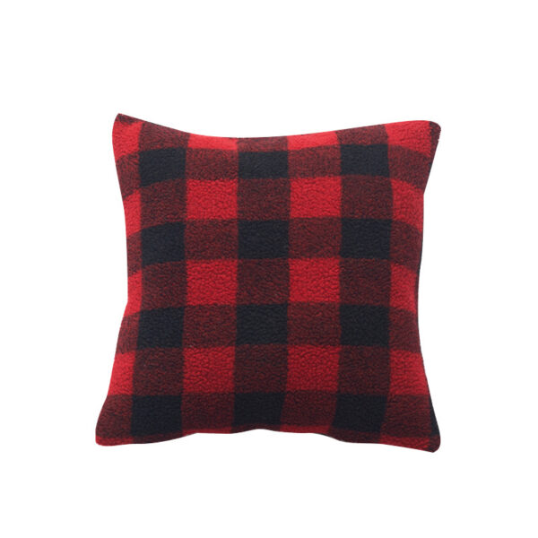 Wholesale Christmas red, black, and white checkerboard faux lambskin pillowcase