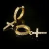 Wholesale Classic Copper Inlaid Zircon Cross Earrings Wholesale