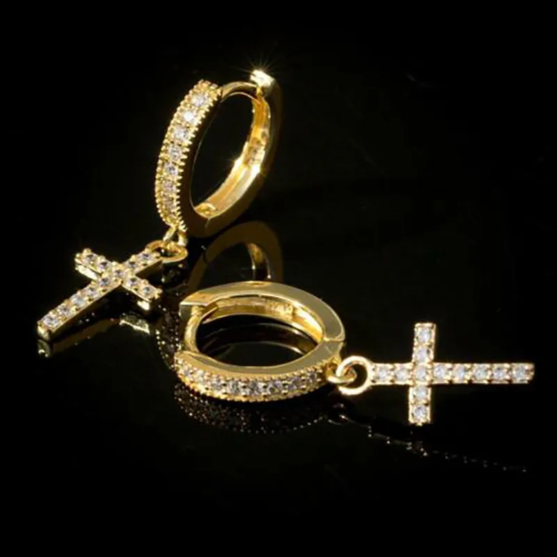 Wholesale Classic Copper Inlaid Zircon Cross Earrings Wholesale