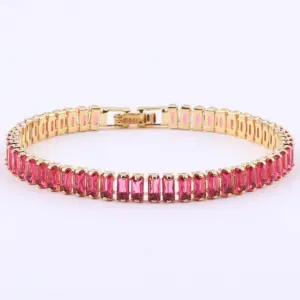 Square Buckle Bracelet Rose Red / 18K