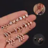 316L Stainless Steel Copper Zircon Ear Cartilage Rings & Studs Flower Waterproof Non Tarnish Surgical Steel Women'S
