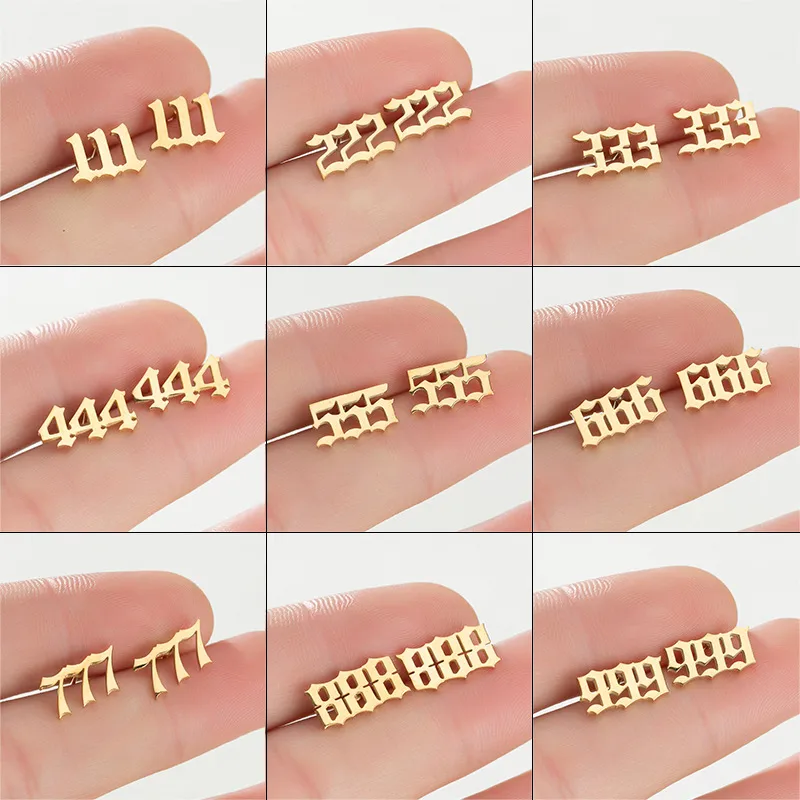 Wholesale PVD Coated 18K Gold Real Gold Plated Number 304 Stainless Steel Simple Style Waterproof Non Tarnish Ear Studs