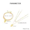 Wholesale Fashionable Minimalist Double Layer Stainless Steel Bead Chain Heart Pendant Splicing Chain Necklace Jewelry Set For Women