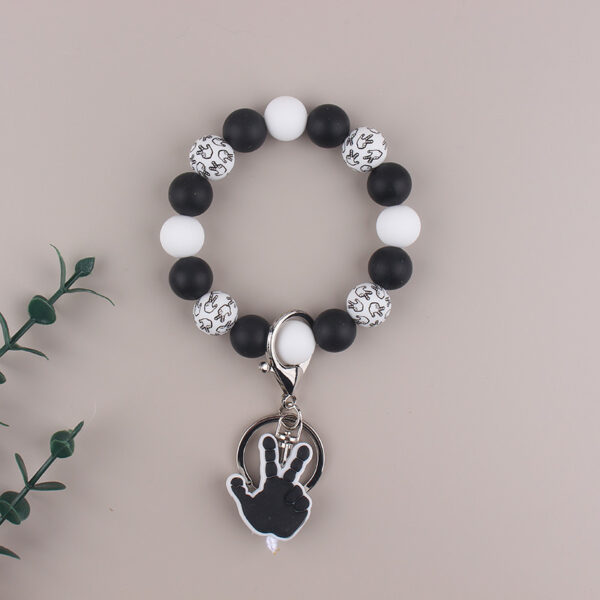 Wholesale Cross-Border New Product Men's Gift Gesture Keychain Silicone Keychain Key Bracelet