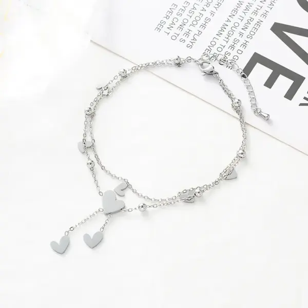 Wholesale 1 Piece Fashion Heart Shape Stainless Steel Shell Water Plating Women'S Anklet