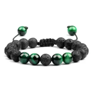 Volcanic Rock Green Tiger Eye Bracelet