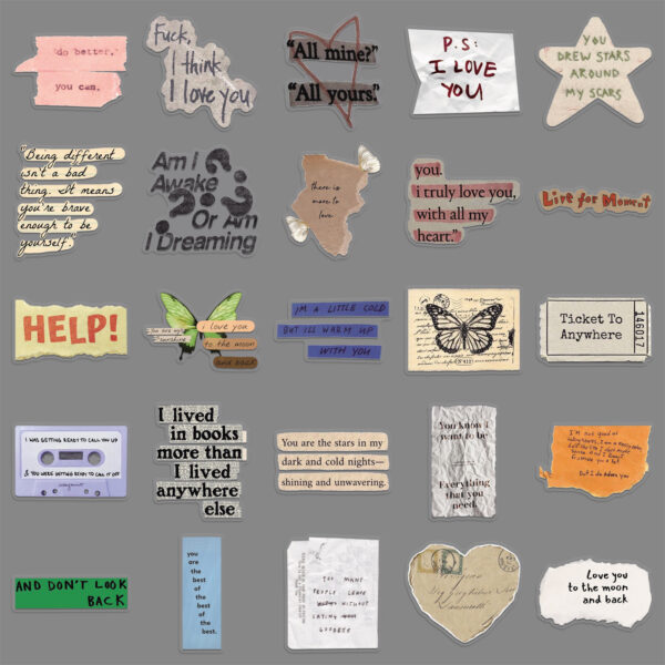 Wholesale 50pcs Transparent Fragment Stickers, Waterproof Decorative DIY Stickers