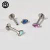 Wholesale 1 Piece Lip Rings Classic Style Colorful Water Droplets G23 Titanium Synthetic Opal Zircon Inlay Synthetic Opal Zircon